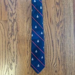 Vintage Silk Crest Stripe Navy Tie Preppy